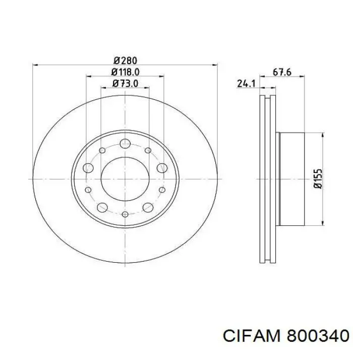 Передний тормозной диск Cifam 800340