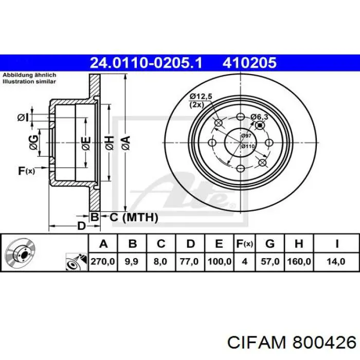 Тормозные диски 800426 Cifam