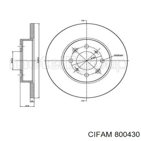 800430 Cifam диск тормозной передний