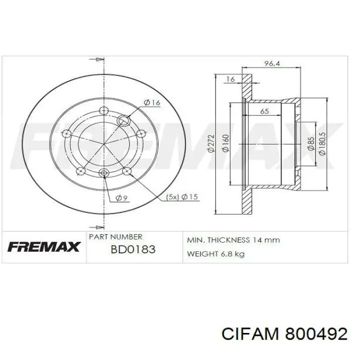 Тормозные диски 800492 Cifam