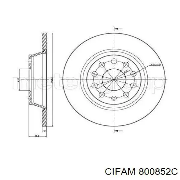 Disco de freno trasero 800852C Cifam