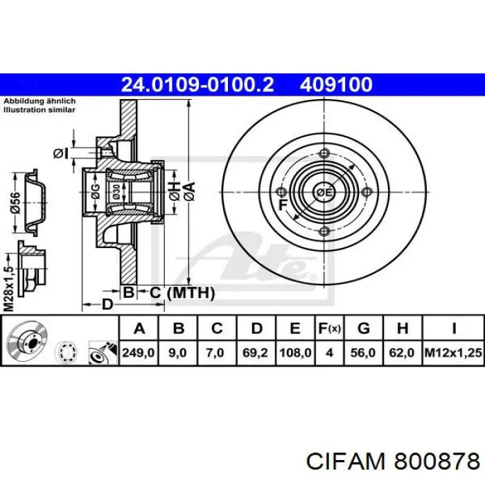 Тормозные диски 800878 Cifam