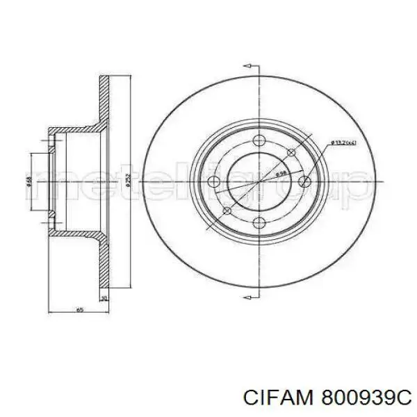 800939C Cifam Диск тормозной передний