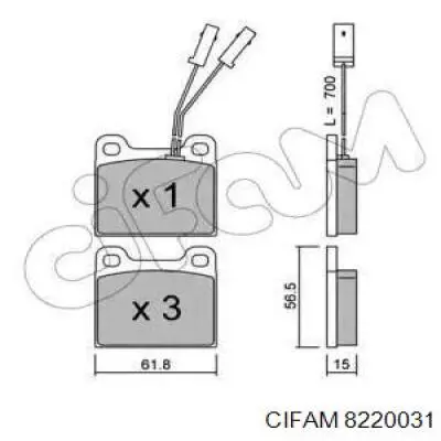 822-003-1 Cifam колодки тормозные передние дисковые