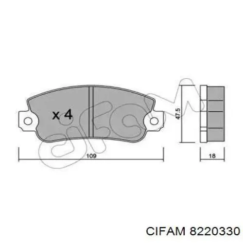 8220330 Cifam колодки тормозные передние дисковые