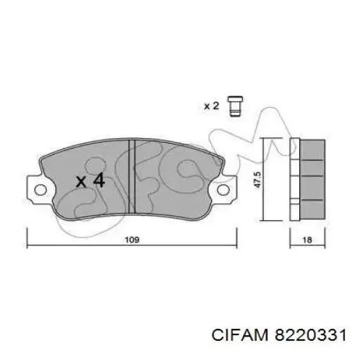 8220331 Cifam колодки тормозные передние дисковые