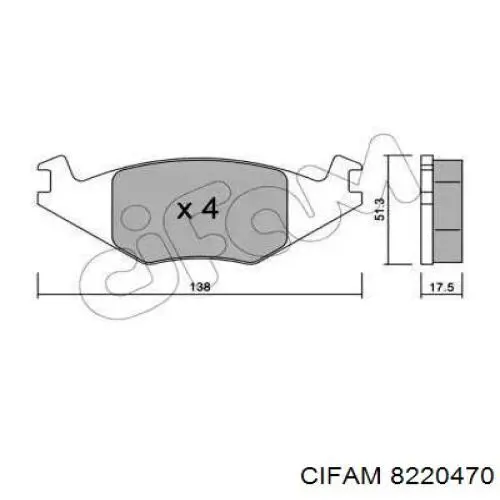 Передние тормозные колодки 8220470 Cifam