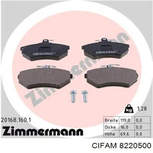 Колодки Cifam 8220500 цена, от 17.54 USD