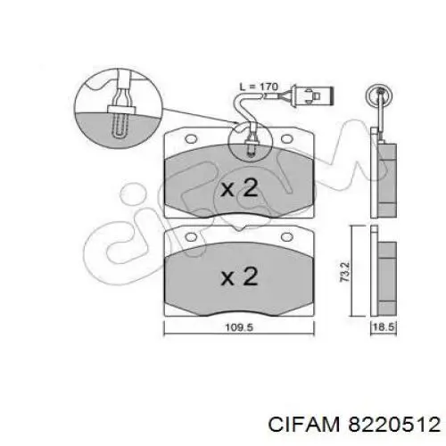 822-051-2 Cifam колодки тормозные передние дисковые