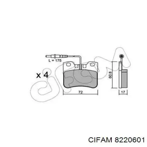 Передние тормозные колодки 8220601 Cifam