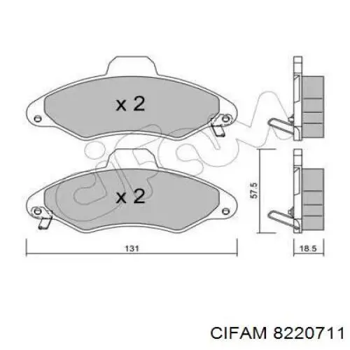 8220711 Cifam колодки тормозные передние дисковые