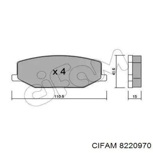 Передние тормозные колодки 8220970 Cifam