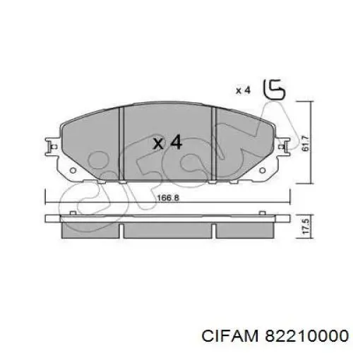 Передние тормозные колодки 82210000 Cifam