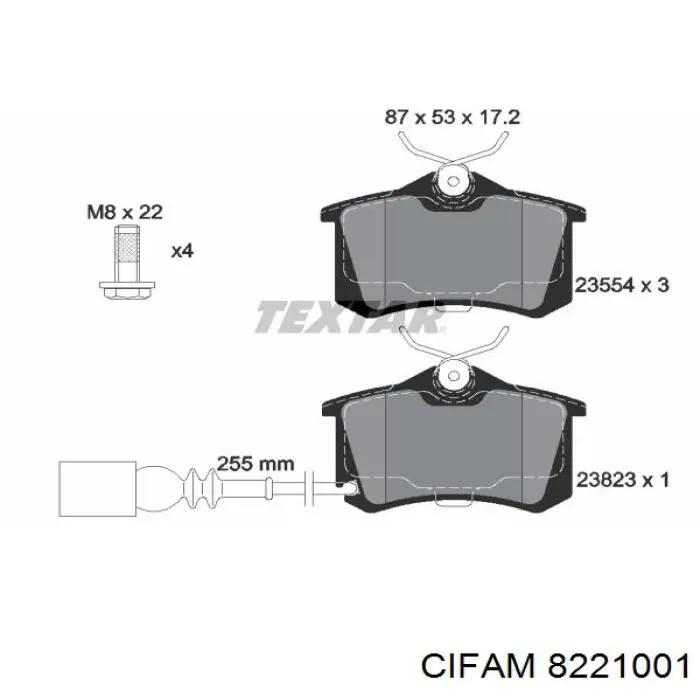 Задние тормозные колодки 8221001 Cifam
