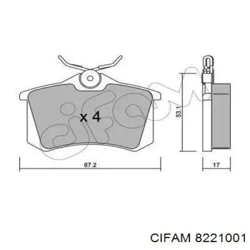 Колодки дисковые  Cifam 8221001 цена, от 13.98 USD
