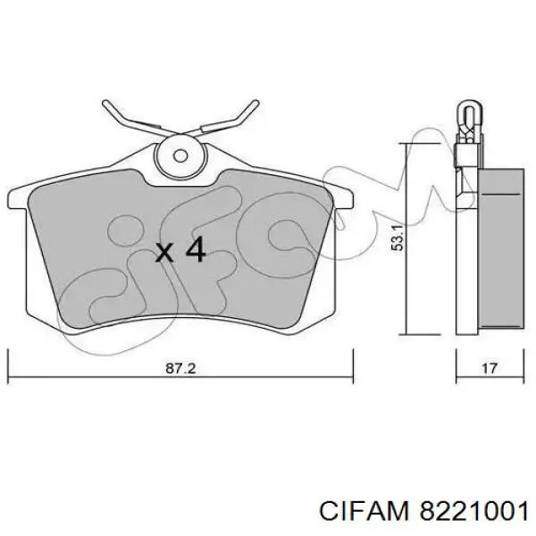 Pastillas de freno traseras 8221001 Cifam