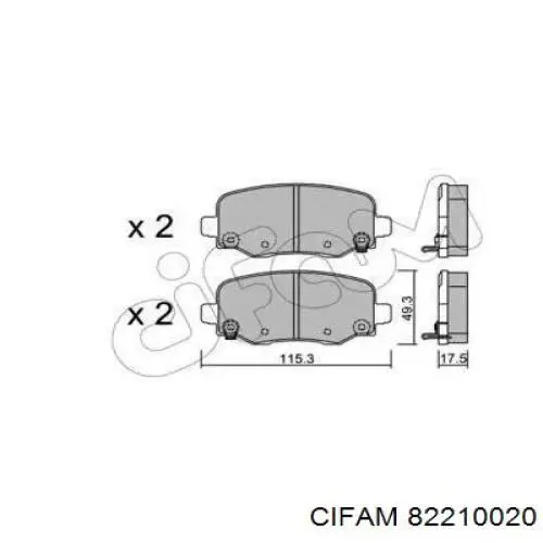 822-1002-0 Cifam sapatas do freio traseiras de disco