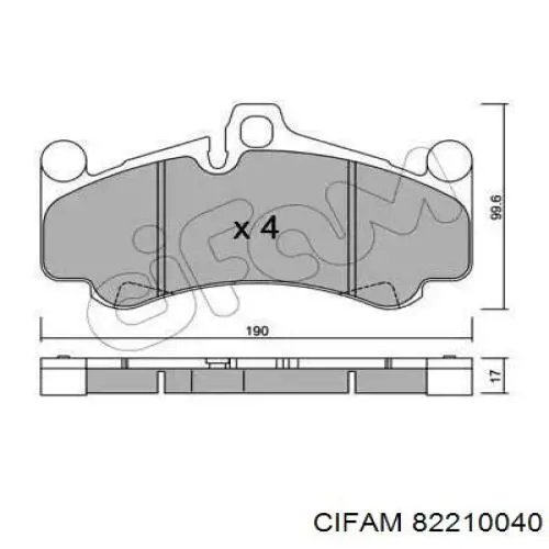 Передние тормозные колодки 82210040 Cifam