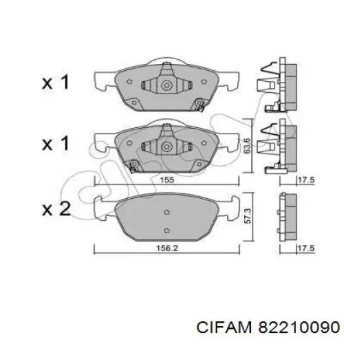 Передние тормозные колодки 82210090 Cifam