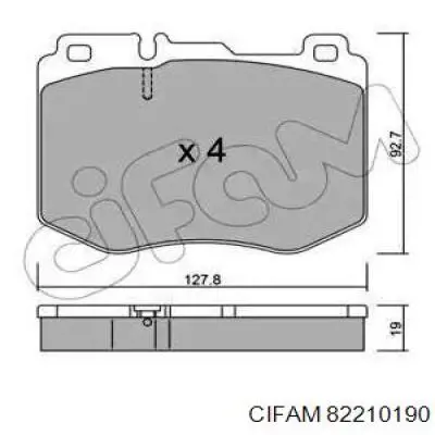 Передние тормозные колодки 82210190 Cifam