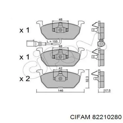 Колодки тормозные передние дисковые CIFAM 82210280