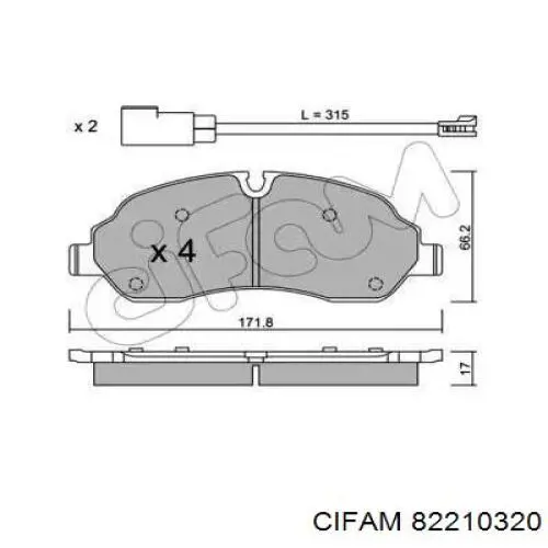 Передние тормозные колодки 82210320 Cifam