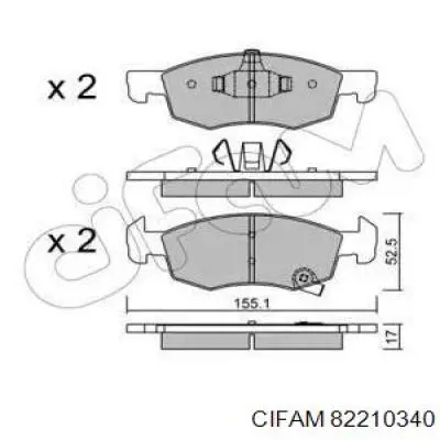 Передние тормозные колодки 82210340 Cifam