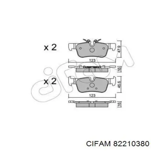 Задние тормозные колодки 82210380 Cifam