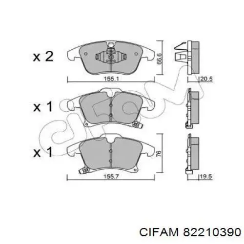 822-1039-0 Cifam sapatas do freio dianteiras de disco