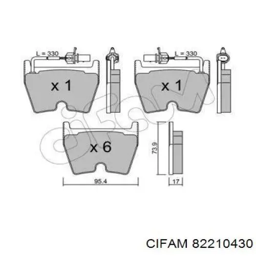 Передние тормозные колодки 82210430 Cifam