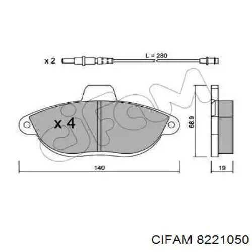 822-105-0 Cifam колодки тормозные передние дисковые