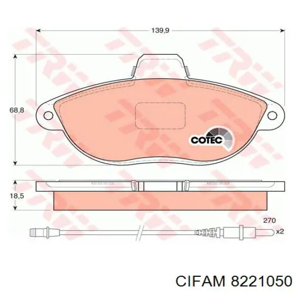 Купить 8221050 Cifam Колодки тормозные
