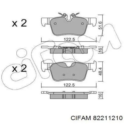 Задние тормозные колодки 82211210 Cifam