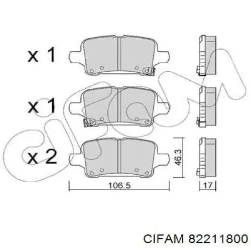 822-1180-0 Cifam sapatas do freio traseiras de disco