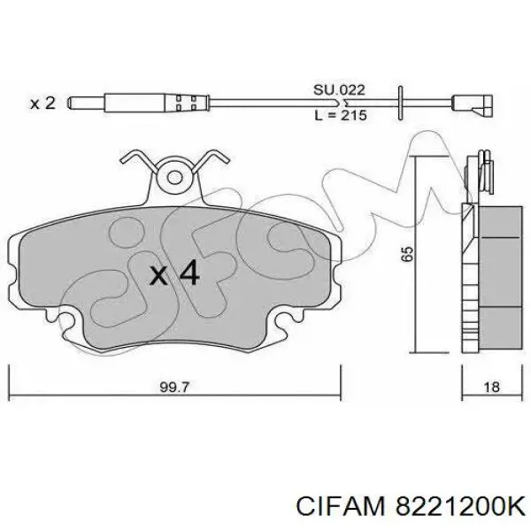 Передние тормозные колодки 8221200K Cifam