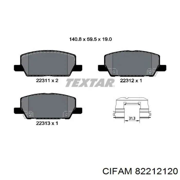 Передние тормозные колодки 82212120 Cifam