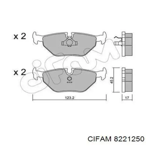 8221250 Cifam колодки тормозные задние дисковые