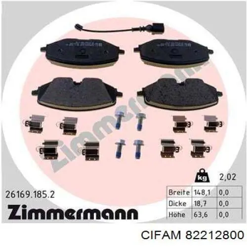 822-1280-0 Cifam колодки тормозные передние дисковые