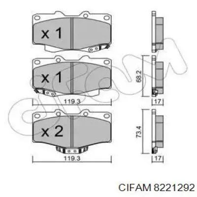 Передние тормозные колодки 8221292 Cifam