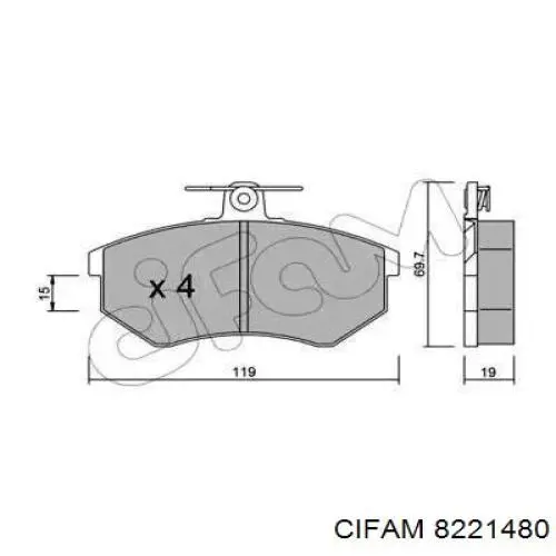 8221480 Cifam колодки тормозные передние дисковые