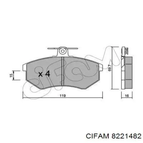 8221482 Cifam колодки тормозные передние дисковые