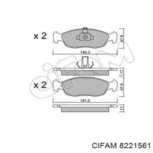 8221561 Cifam колодки тормозные передние дисковые