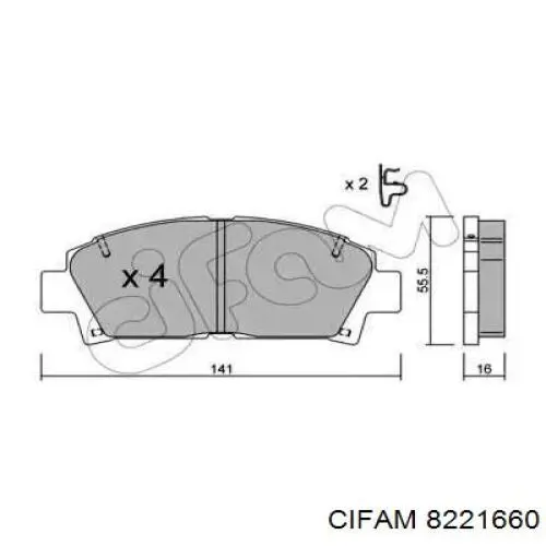8221660 Cifam колодки тормозные передние дисковые