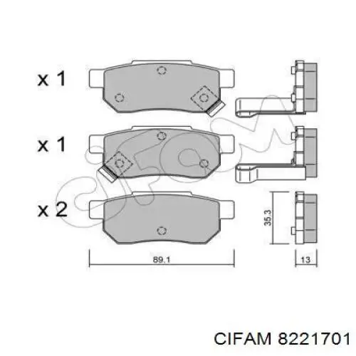 8221701 Cifam колодки тормозные задние дисковые
