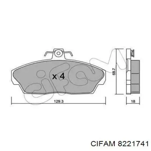 Передние тормозные колодки 8221741 Cifam