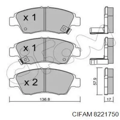 822-175-0 Cifam колодки тормозные передние дисковые