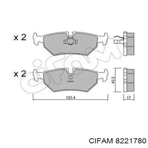 Задние тормозные колодки 8221780 Cifam