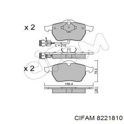 822-181-0 Cifam колодки тормозные передние дисковые