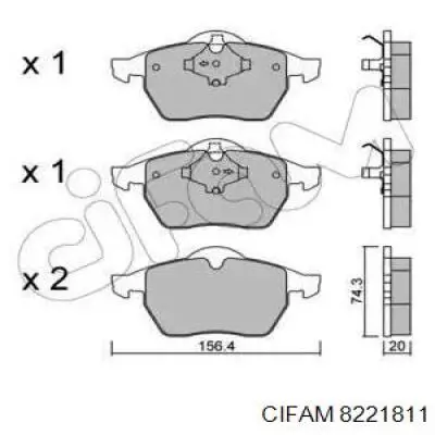 8221811 Cifam колодки тормозные передние дисковые