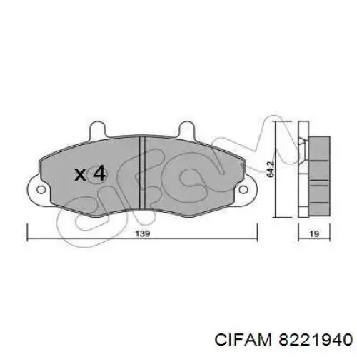 8221940 Cifam колодки тормозные передние дисковые